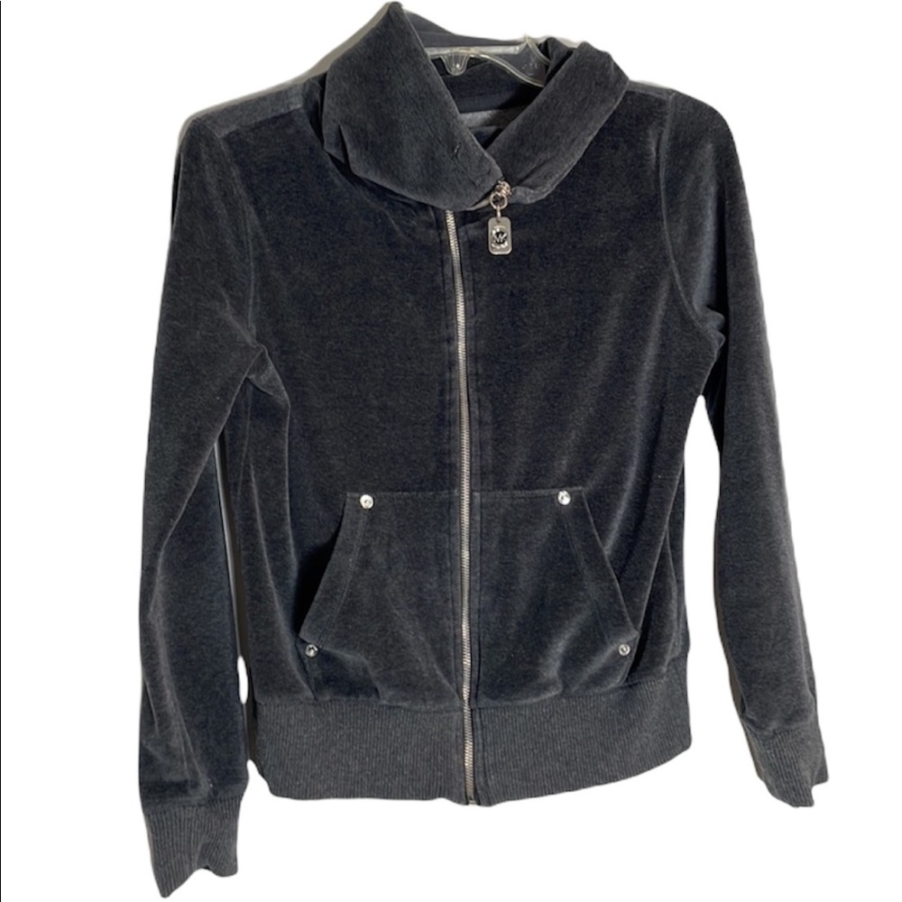 Michael Kors Women’s Small Velour Top with Zip Up front 2 Front Pockets - Picture 1 of 12